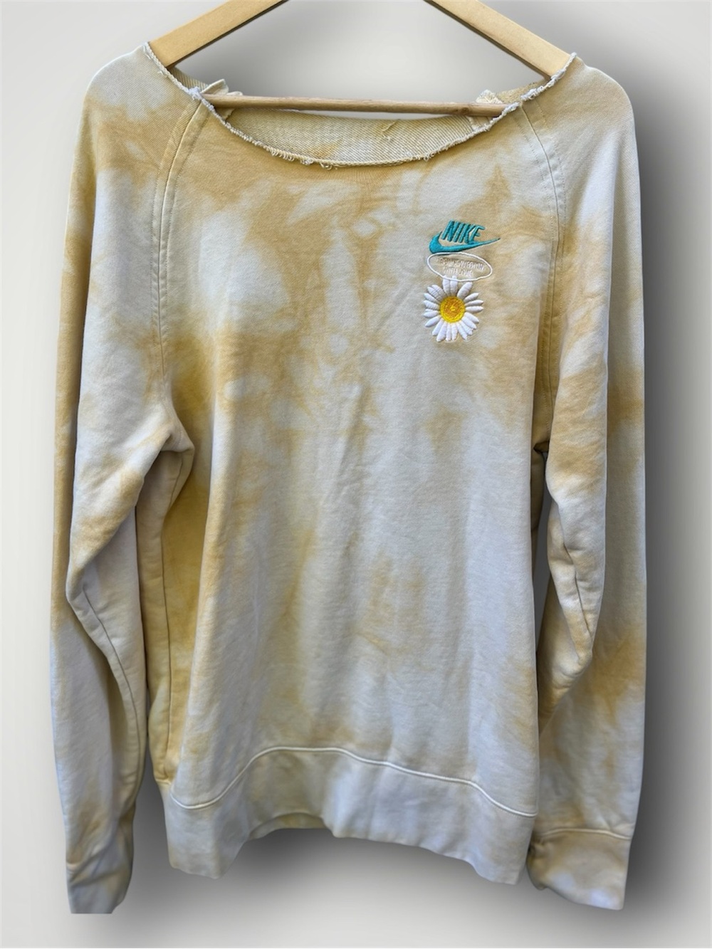 (2/$20) Nike Tie-Dye Daisy Embroidered Sweatshirt – Cut Neckline Pullover